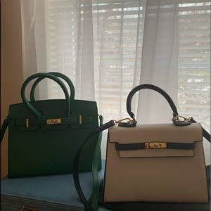 Selling Bundle2  NEW dupe bags. Green bag and color block black and white